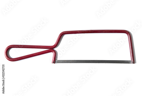 Free Download A small red hack saw isolated on a white background - GFXLoad
