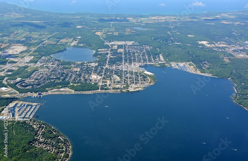 aerial view of the town of Midland located at the Georgian Bay, Ontario Canada 
