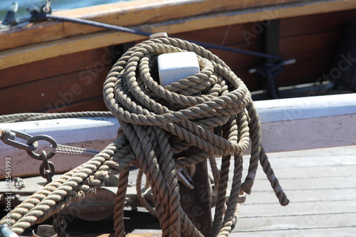 Rope rolled up at a rudder