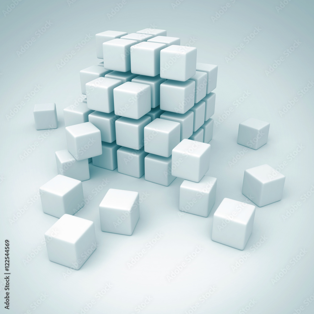 White Cubes Blocks Teamwork Construction Concept White Cubes Blocks Teamwork Construction Concept