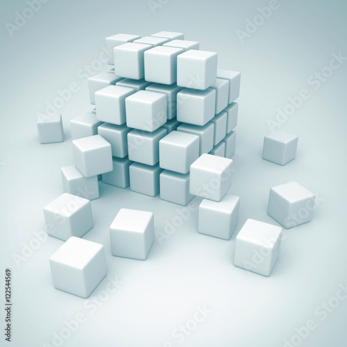 White Cubes Blocks Teamwork Construction Concept