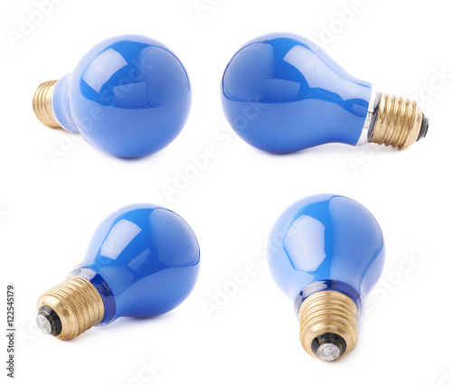 Single electric bulb lying on its side, isolated over the white background