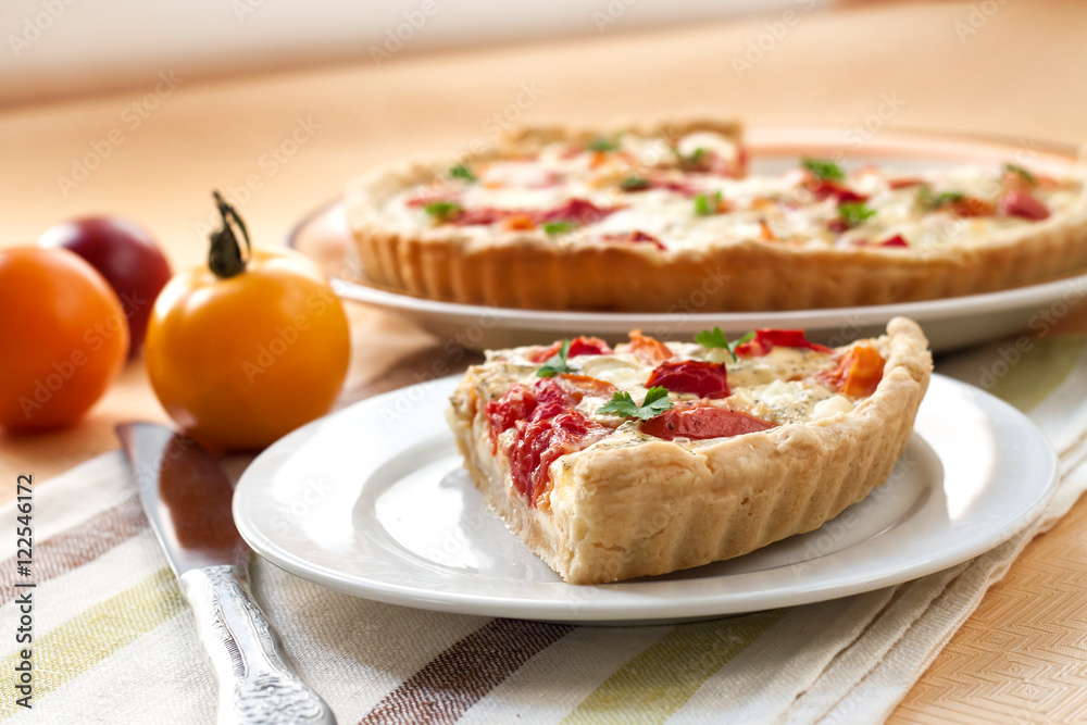 Tart with salted sheep cheese and tomatoes Tart with salted sheep cheese and tomatoes