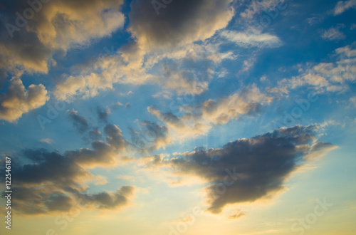 Scenic orange sunset sky background