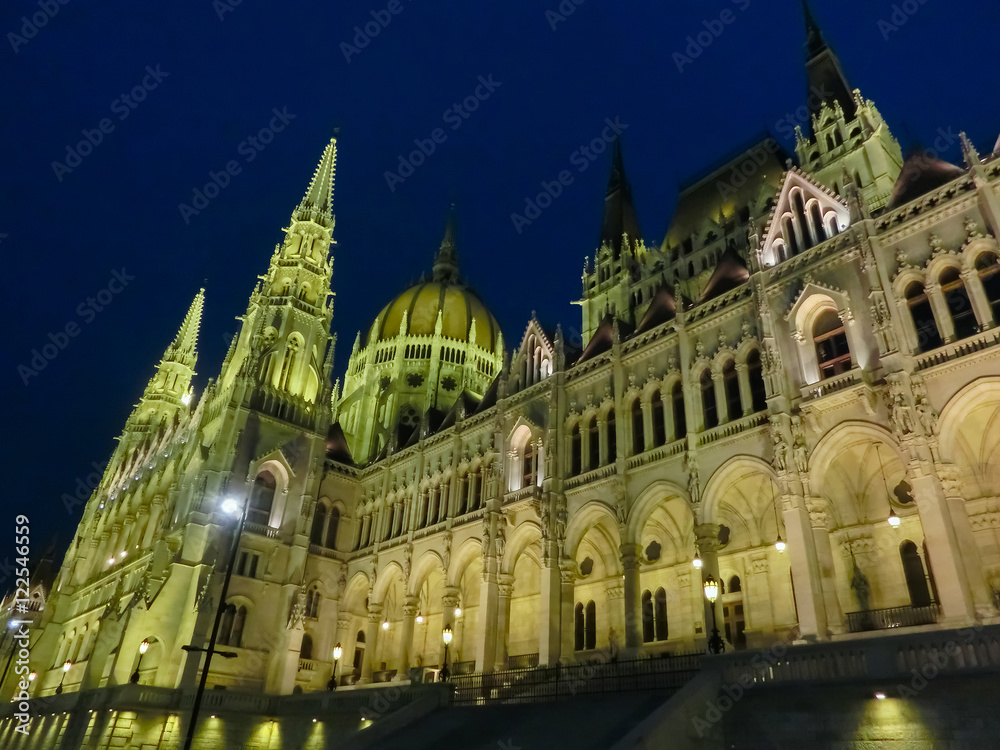 Budapest Parliament in Hungary at night