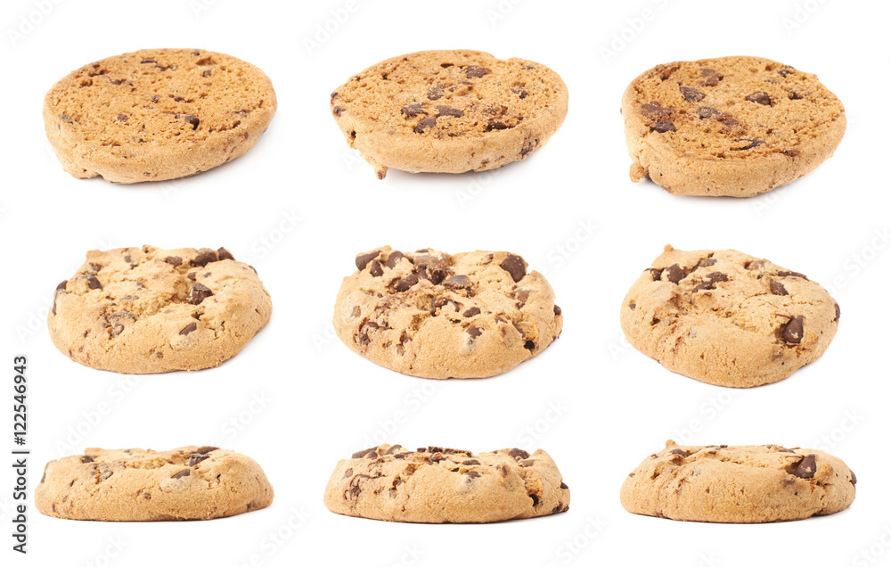 Pile of cookies isolated over the white background
