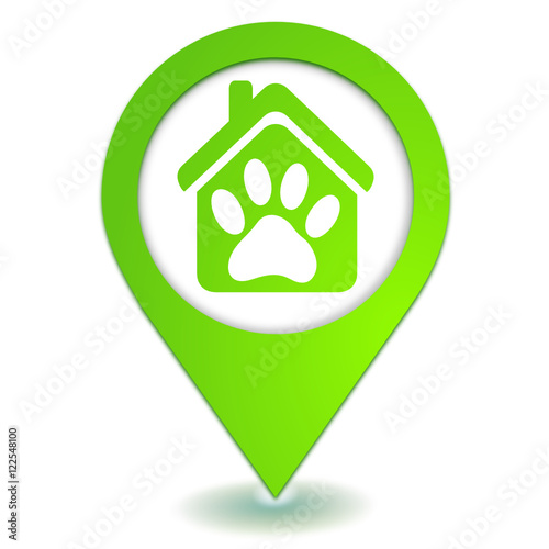symbole patte de chien géolocalisation vert