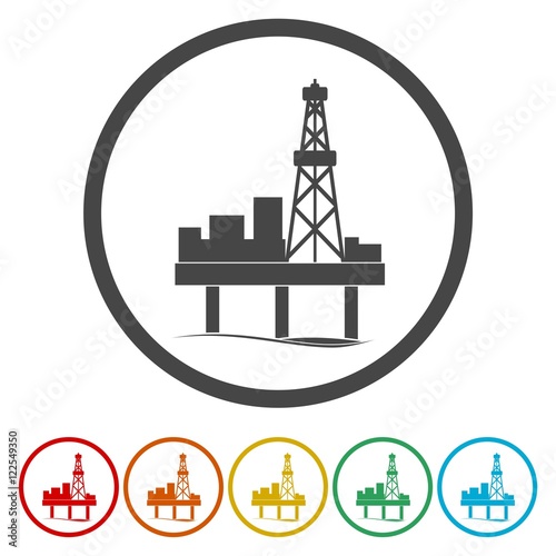Oil platform flat vector illustration