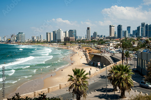 Sea coast and the view of the Tel Aviv
 photo