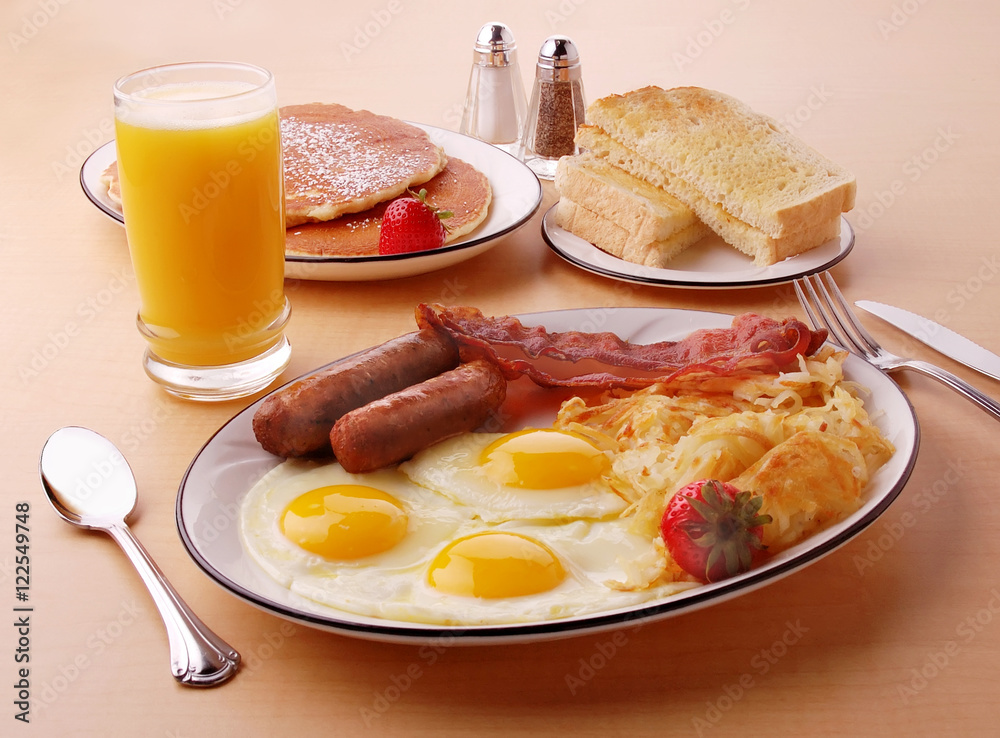 A typical hearty American breakfast A typical hearty American breakfast