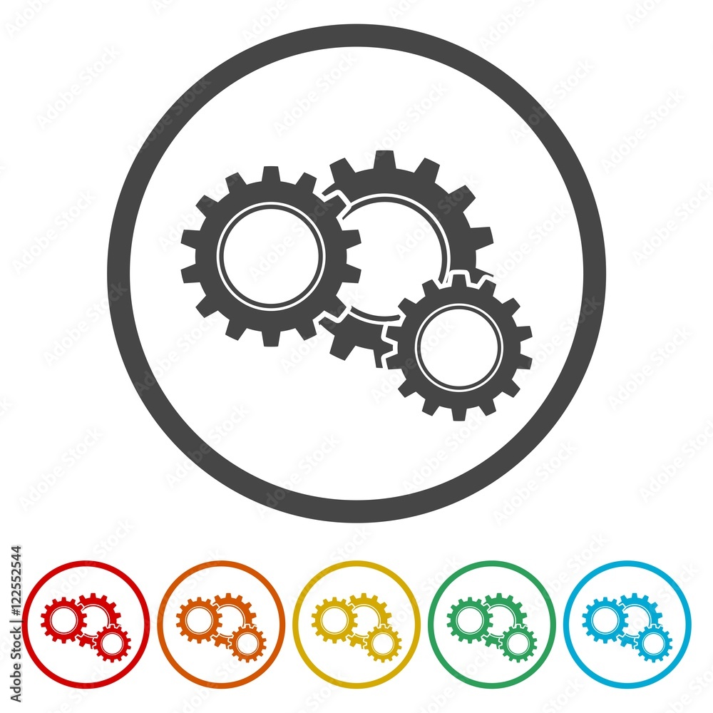 Gears icon, vector illustration. Flat design style Gears icon, vector illustration. Flat design style