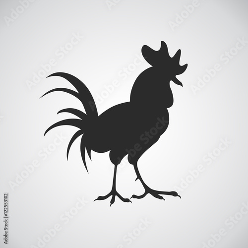 Silhouette of the rooster on white background.