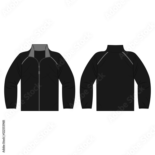 Black autumn, spring jacket isolated vector front and back for promotion advertising
