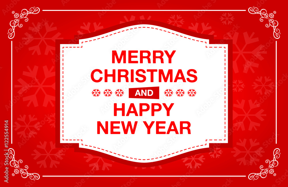 Merry Christmas and Happy New Year 2017. Red horizontal greeting card. Merry Christmas and Happy New Year 2017. Red horizontal greeting card.