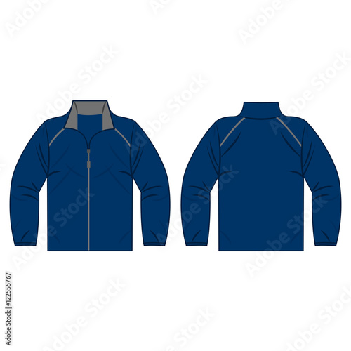 Blue autumn, spring jacket isolated vector front and back for promotion advertising