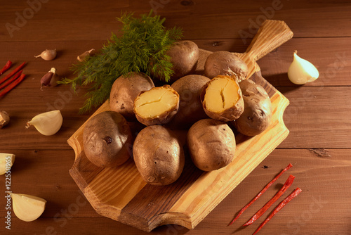 baked potatoes and spices