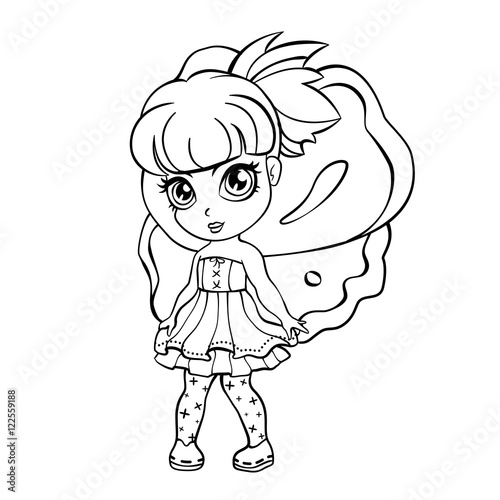 vector elf fairy girl coloring page