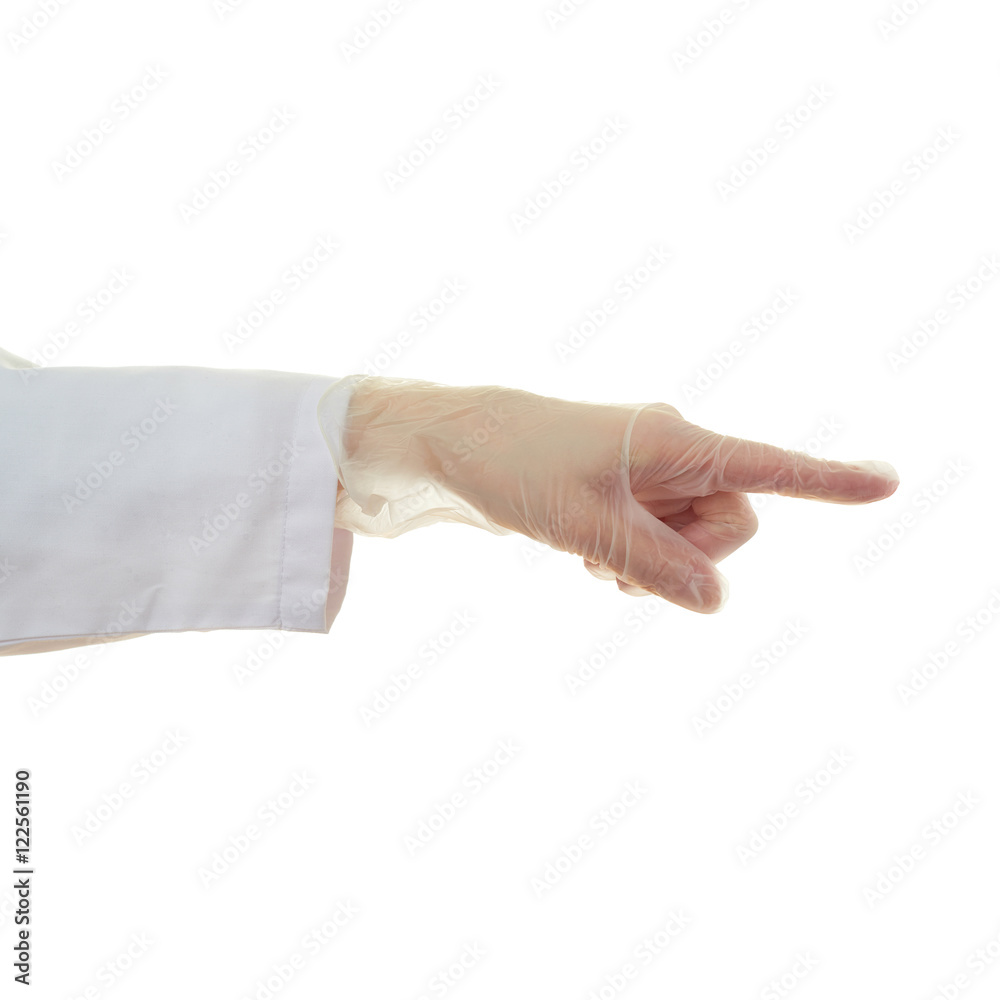 Doctor female hand over white isolated background Doctor female hand over white isolated background