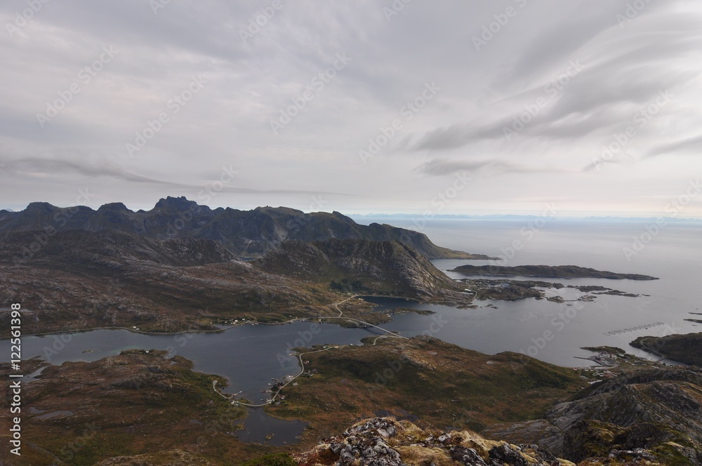 Lofoten islands, Norway, trek to Narvtinden mountain