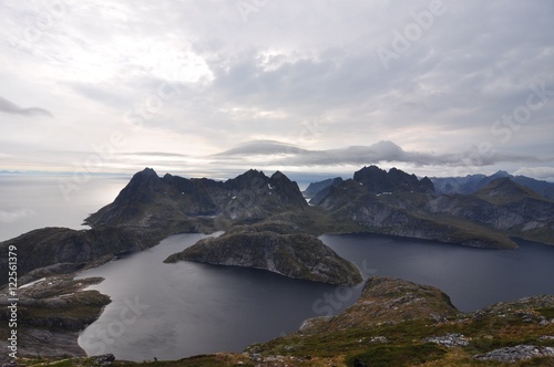 Lofoten islands, Norway, trek to Narvtinden mountain © vkhom68