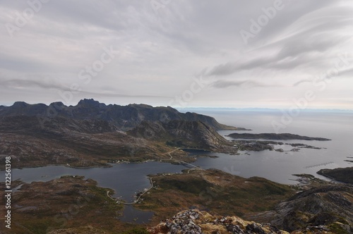 Lofoten islands, Norway, trek to Narvtinden mountain © vkhom68
