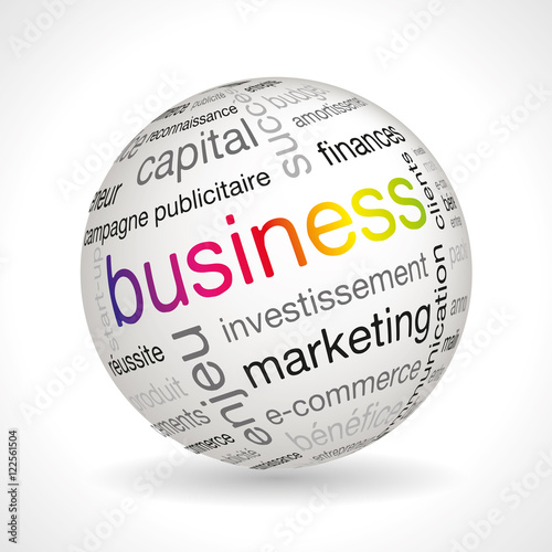 French business theme sphere with keywords