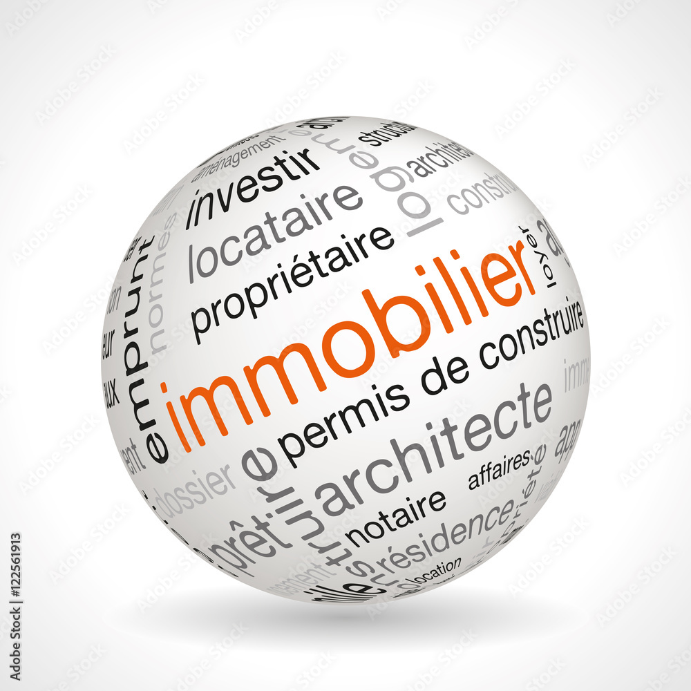 French real estate theme sphere with keywords French real estate theme sphere with keywords
