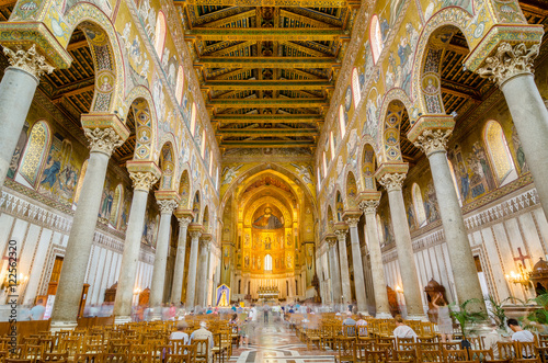 Interior of the Cathedral of Montreale or Duomo di Monreale near Palermo, Sicily, Italy. photo