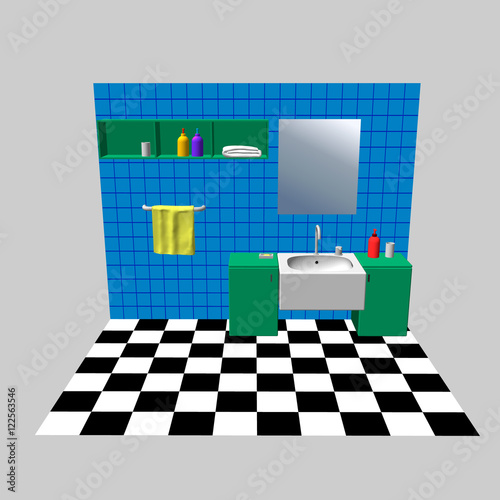 Bathroom interior. 3d Vecto...