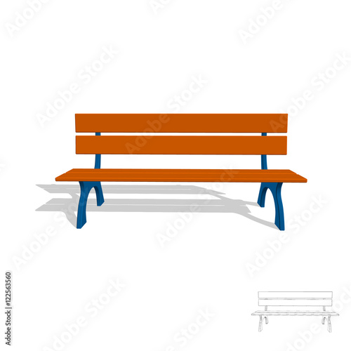 Park bench. 3d Vector illus...