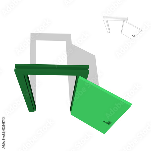 Open door. Isolated on white background. 3d Vector illustration.