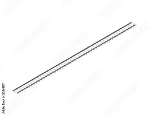 Railway track.Vector outline illustration. 3d isometric style.