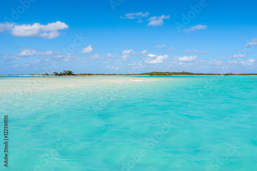 Fototapeta Naklejka Na Ścianę i Meble -  Sandy Beach, turquoise water from Great Exumas, Bahamas 