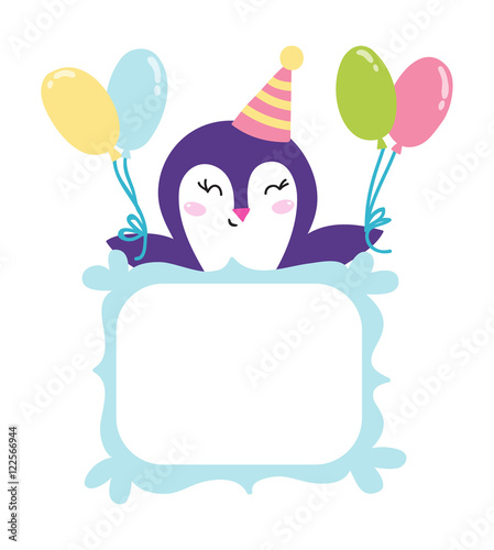 Penguin gift card vector.