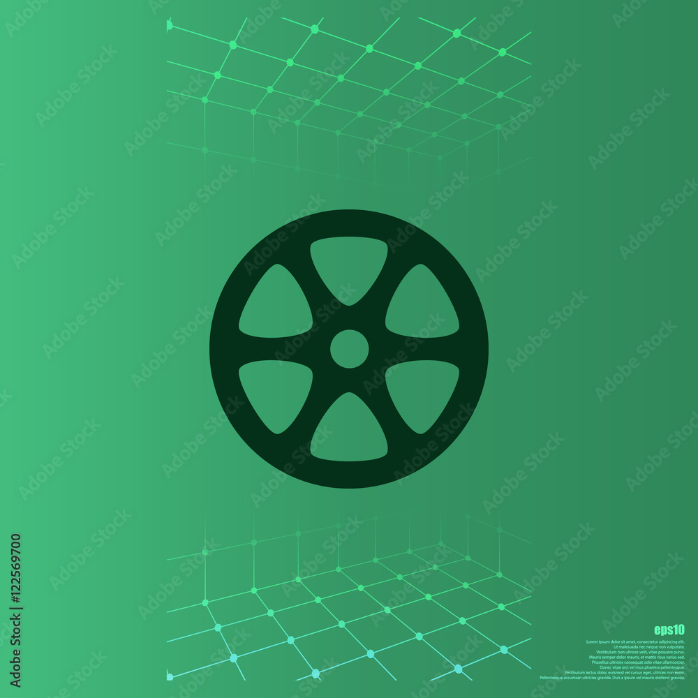Flat paper cut style icon of old tape spool