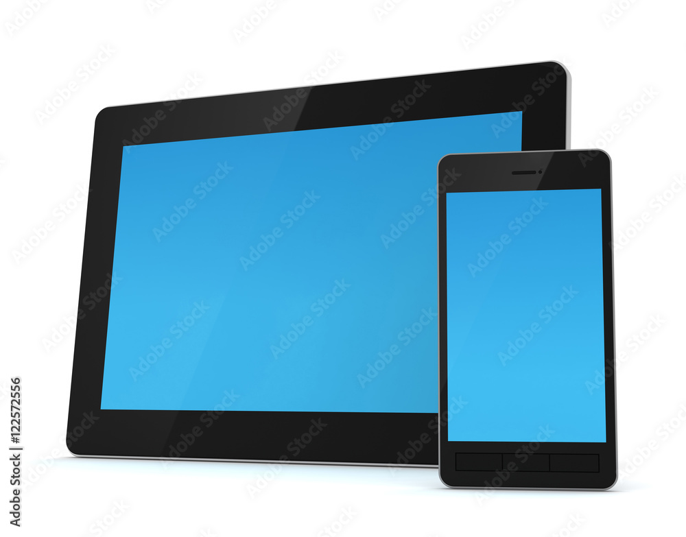 tablet computer and mobile phone 3d illustration tablet computer and mobile phone 3d illustration