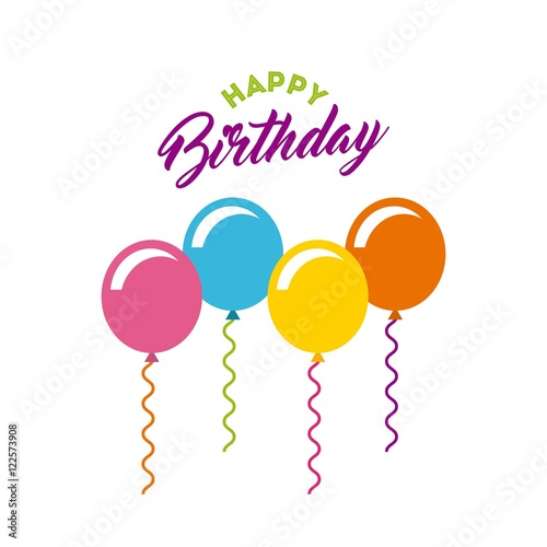birthday celebration with balloons air party vector illustration design