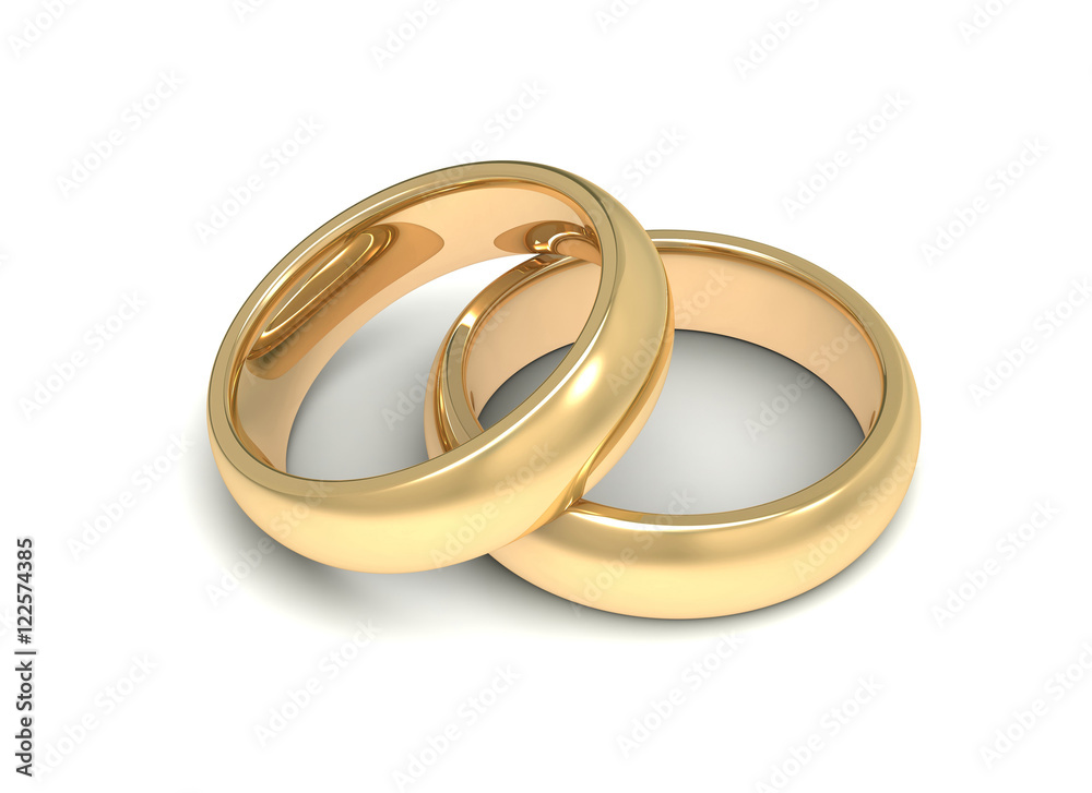 golden wedding rings concept 3d illustration golden wedding rings concept 3d illustration