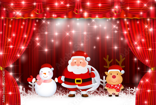 クリスマス　サンタ　幕　背景