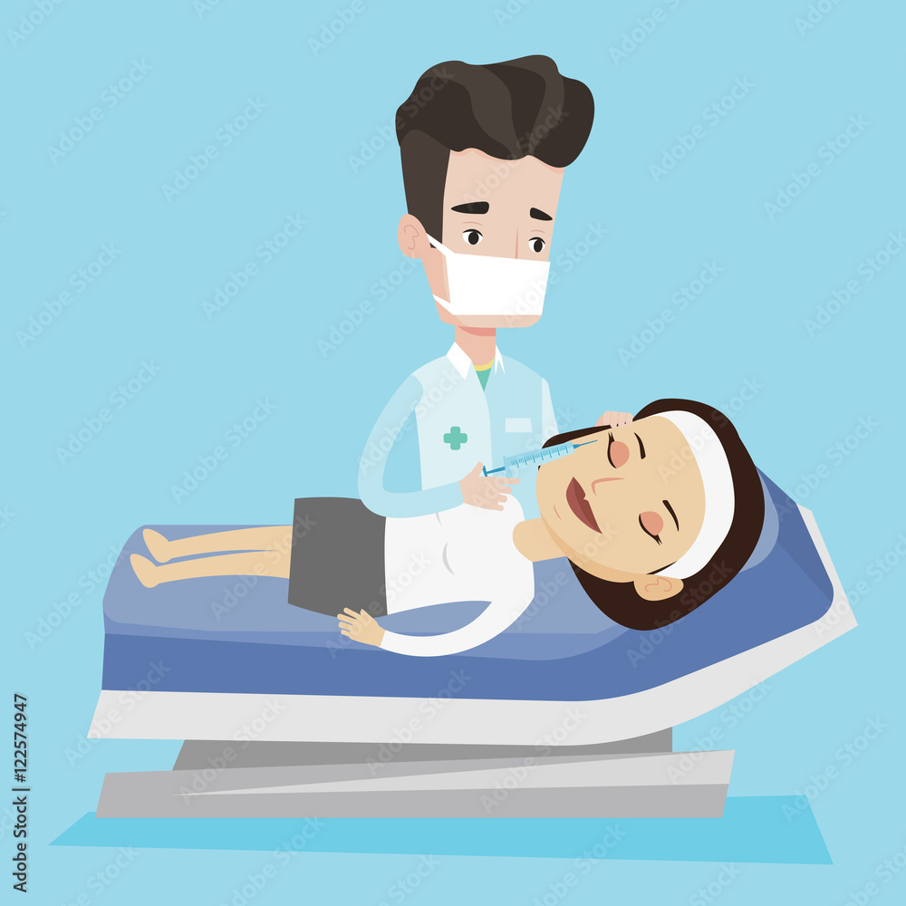 Woman receiving beauty facial injections in salon. Woman receiving beauty facial injections in salon.