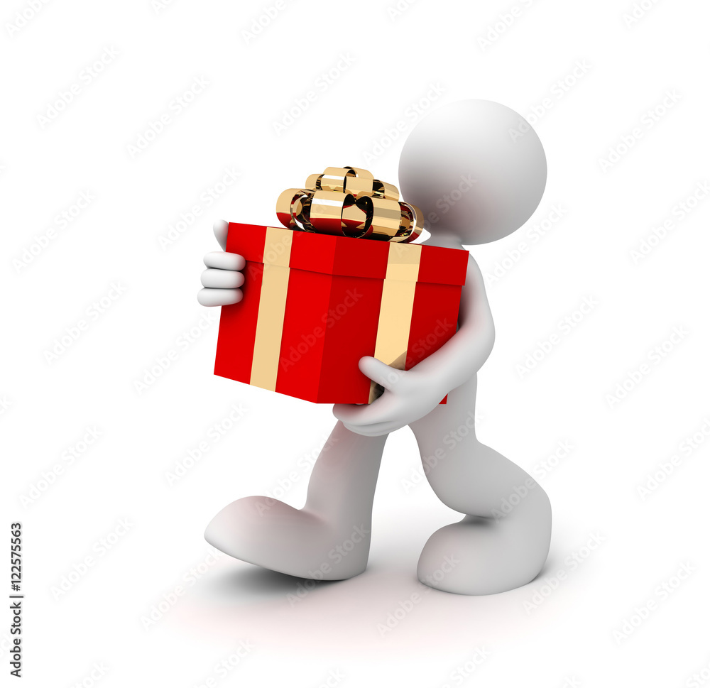 carrying gift box concept 3d illustration carrying gift box concept 3d illustration