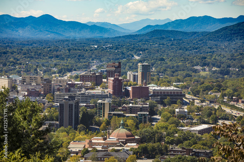 Downtown Asheville, North Carolina and Blue Ridge Mountains
