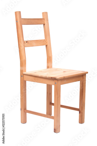 Pine wood chair separated on white background