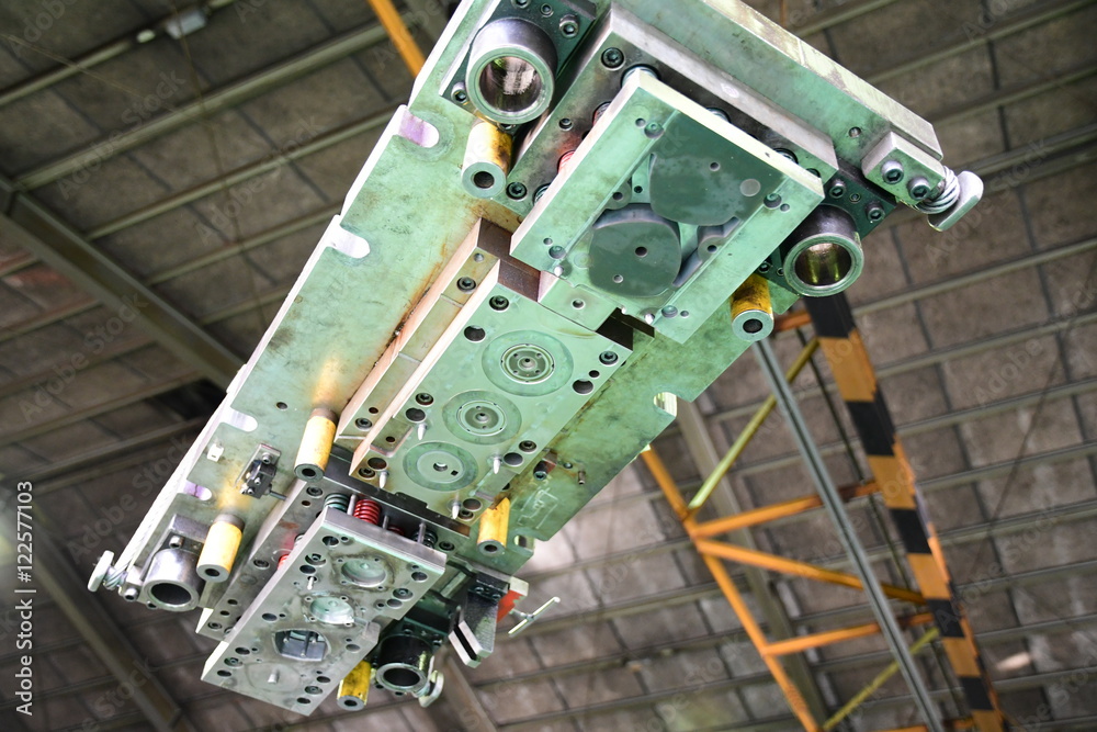 Fototapeta premium Sheet Metal Stamping Tool Die. Progressive Stamping System.