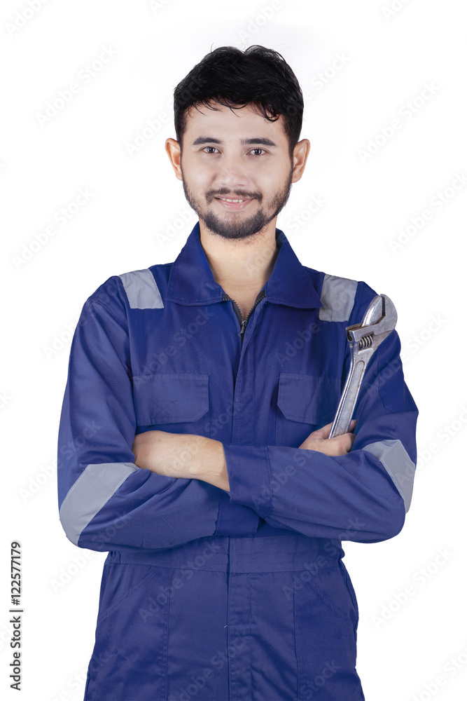 Arabian car mechanic with wrench Arabian car mechanic with wrench