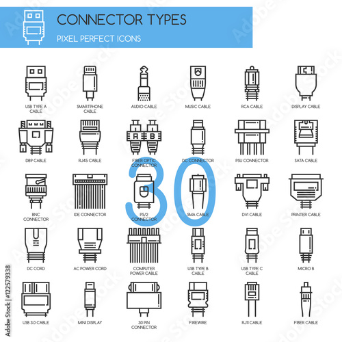 Connector Types , Thin Line and Pixel Perfect Icons