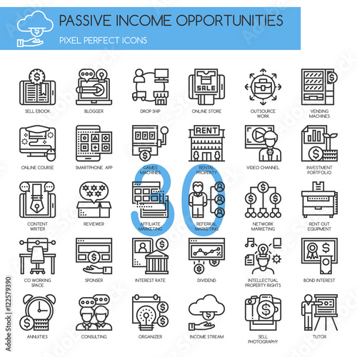 Passive Income Opportunities , Thin Line and Pixel Perfect Icons photo