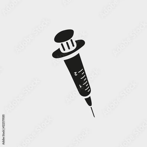 Injection syringe flat icon vector for medical apps and websites