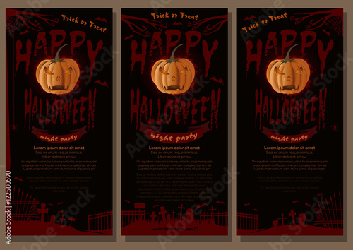 Happy Halloween - black and red poster. Vector flyer template