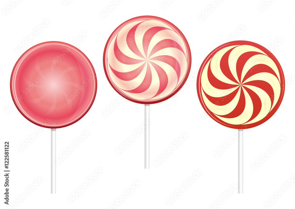 Lollipops set. Closeup lollipops, candy. Vector illustration Lollipops set. Closeup lollipops, candy. Vector illustration